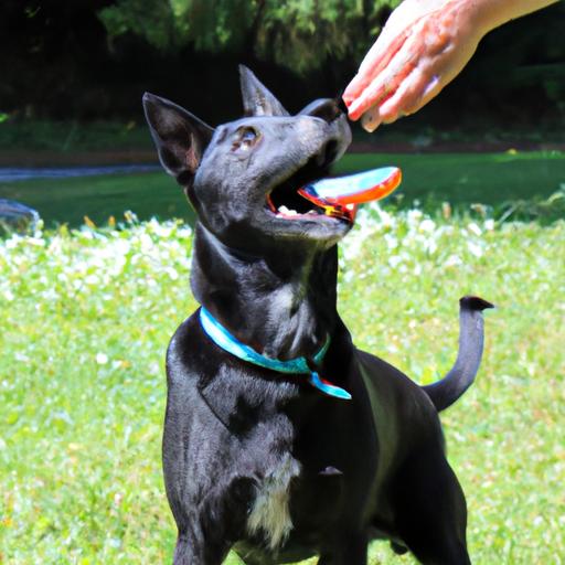 Positive reinforcement training techniques: a dog responding joyfully to rewards.