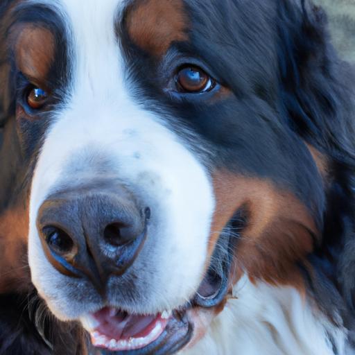 The warm and friendly gaze of a Bernese Mountain Dog.