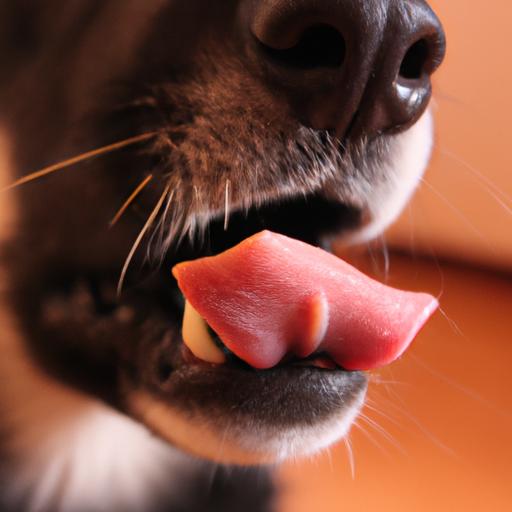 A dog's tongue licking a treat, showcasing their natural licking behavior.