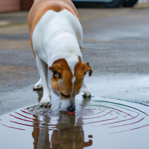 A dog enjoying a refreshing drink of rainwater