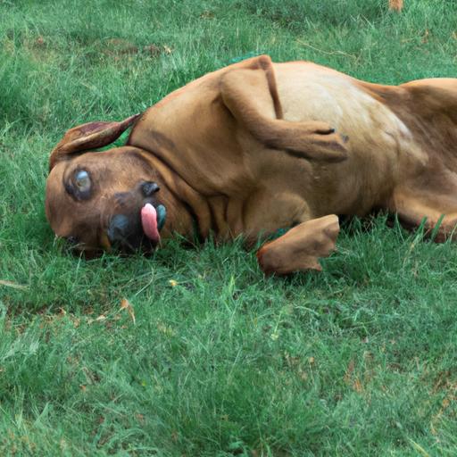A dog displaying excessive rolling behavior, potentially indicating underlying anxiety or compulsive tendencies.
