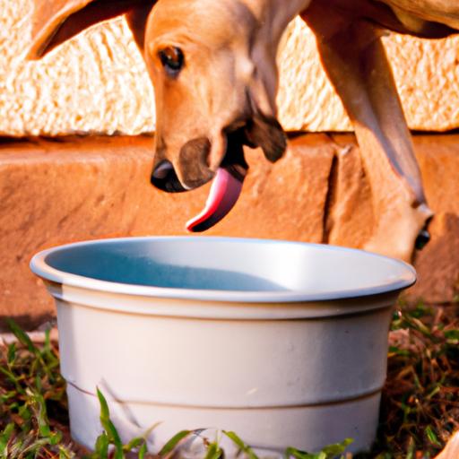 A dog explores its environment by flipping its water bowl.