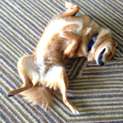Dog Rolling On Back On Carpet