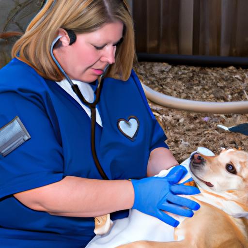 A veterinarian carefully administers heartworm treatment to a dog.